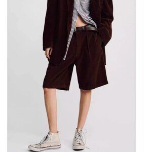 NWT Denimist Double Pleat Long Short Brown Corduroy Cafe 25/26/26/28